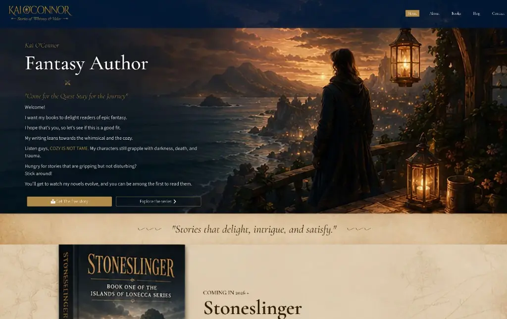 Kai O'Connor author website - Onealsweb web build